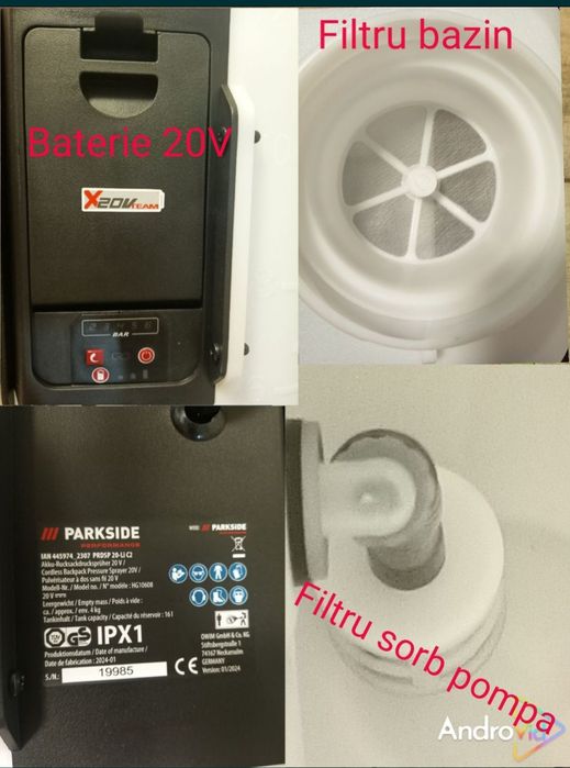 Parkside pompa electrica 20V stropit pomi legume atomizor pe baterie