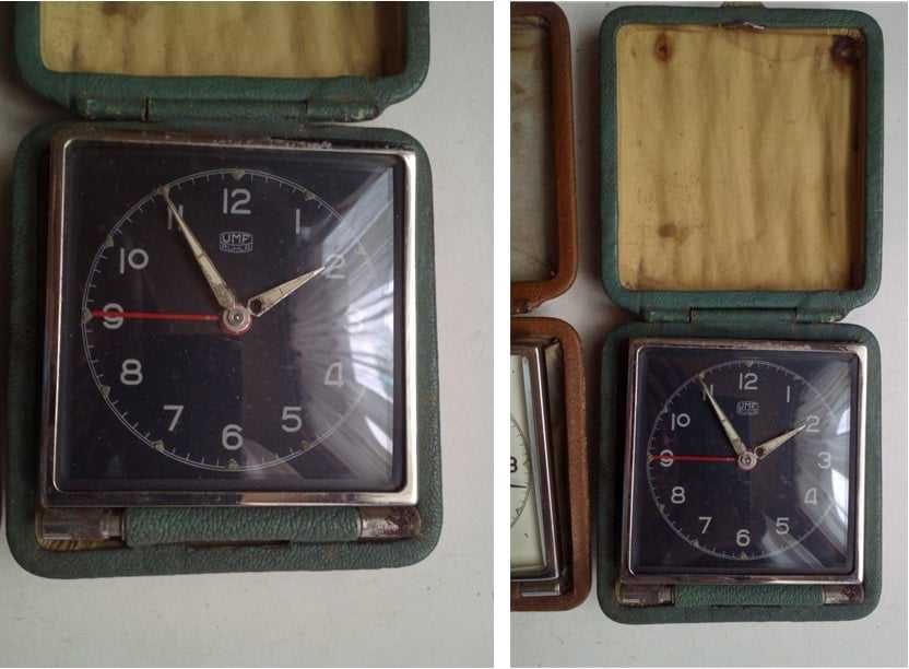 3 ceasuri de voiaj RUHLA/UMF, de restaurat, pentru piese sau de decor