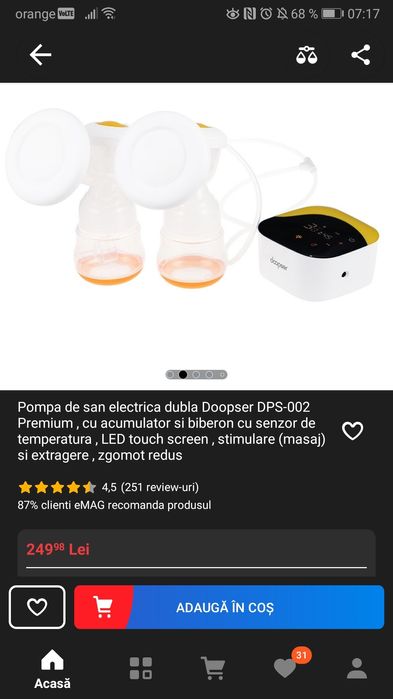 Pompa de san electrica dubla Doopser DPS-002 Premium , cu acumulator s