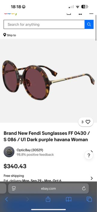 Fendi Sunglasses FF 0430 / S 086 / U1 Dark purple havana ca noi !