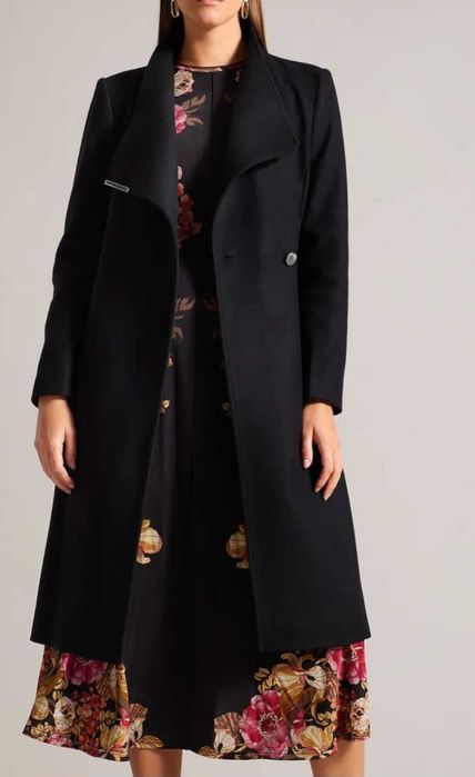 Вълнено Палто "Ted Baker"  Rose Midi Wool Wrap Coat With Shoulder