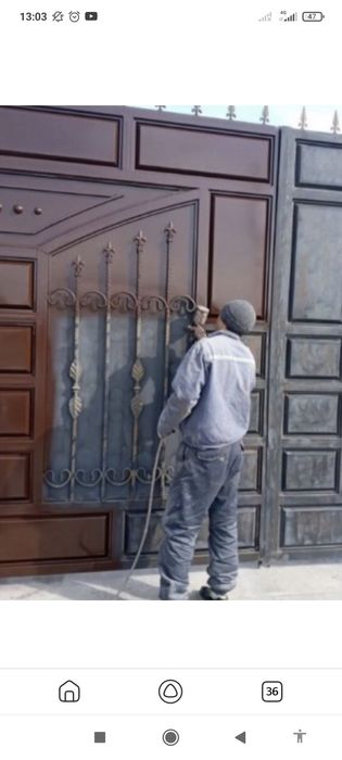 Покраска варот,забор. Дарвоза фасад Kraska ishlari darvoza