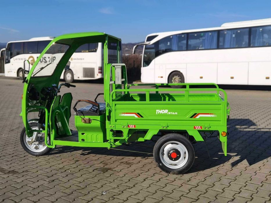 THOR STAR verde prevazut cu cabina, CIV-triciclu electric Agramix
