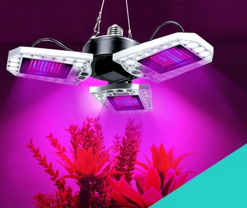 Фитолампа E27 240 LED 3 лепестка красно-синий свет для теплиц и дома