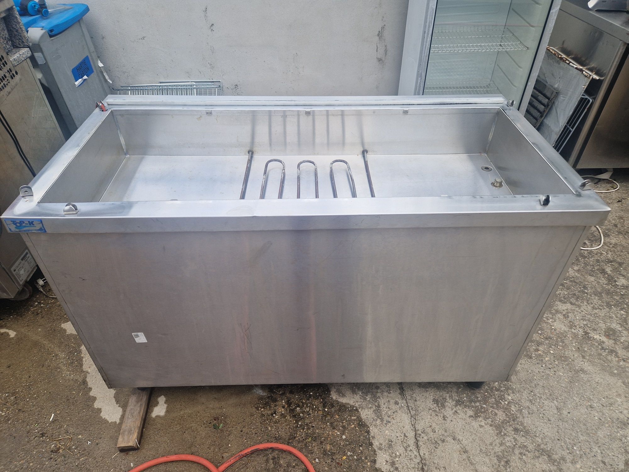 Vitrina rece sau calda, vitrina inox, prezentare, cu banc