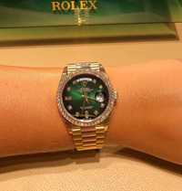 Rolex Day-Date 36mm Златен/зелен диамантен циферблат