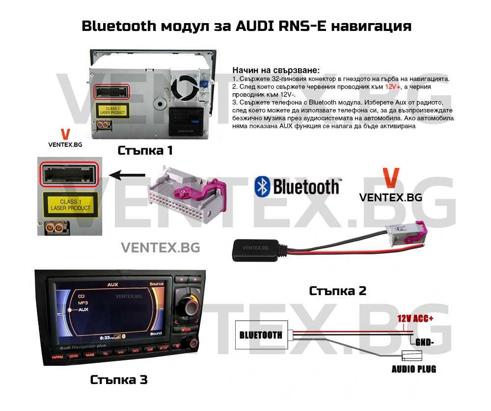 Bluetooth за Audi Navigation Plus RNSE AUX блутут ауди навигация WEFA