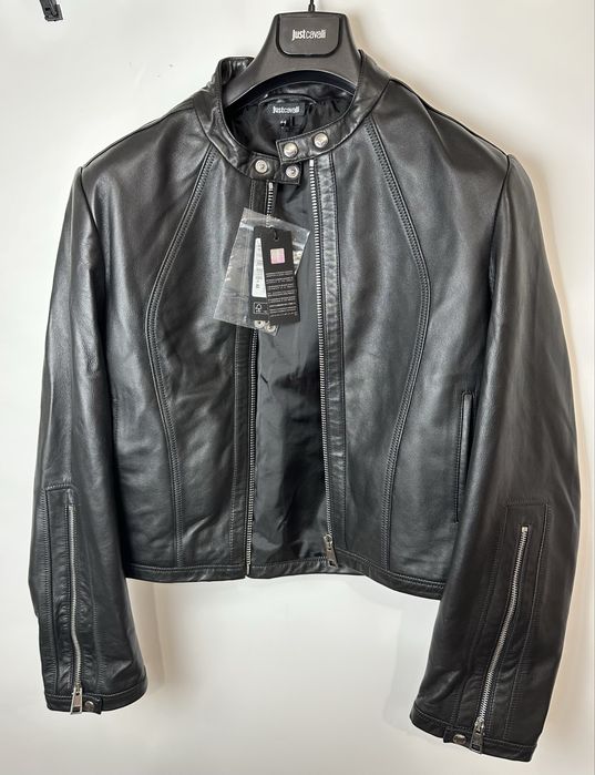 Ново Just Cavalli Дамско Кожено Яке Черно Размер L - 44