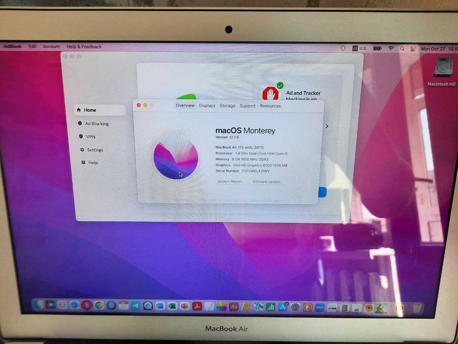 Macbook Air 2017 (customized ) Core i5, 8GB, 512 GB. Идеал ҳолатда