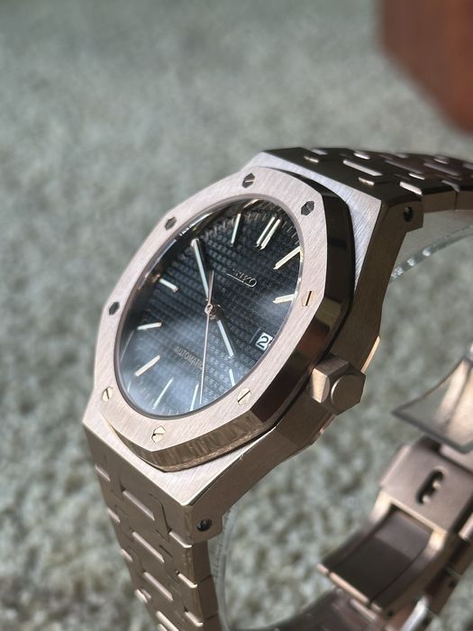 Ceas Seiko Royal Oak Rose Gold Black Mod