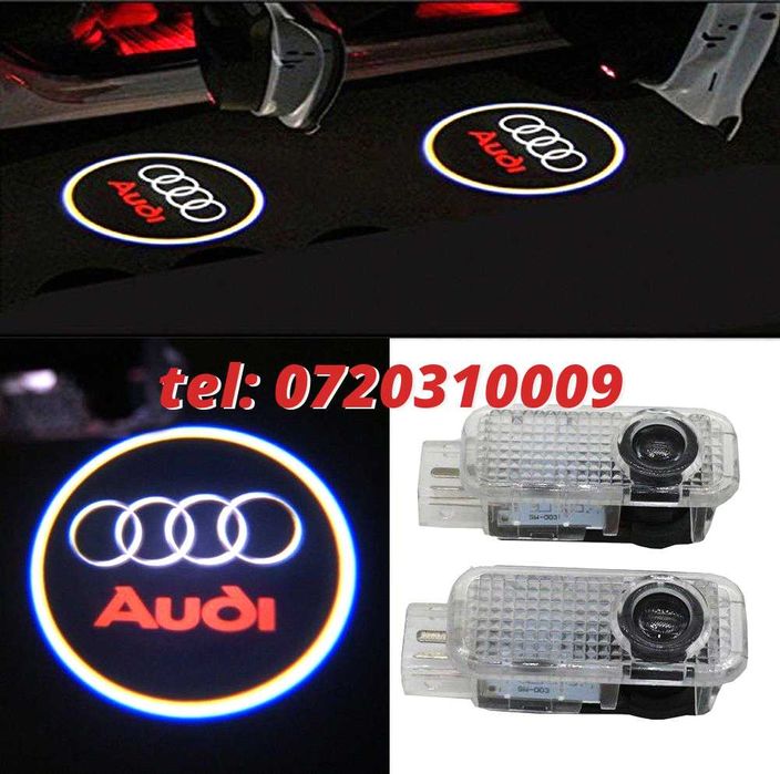 Set Lampi Led Holograme Proiectoare Logo Portiera Audi A3 A4 A5 A6 Q3