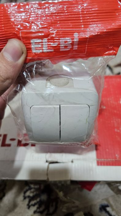 Выключатель 2-клав наружного монтажа, серый, IP54, ELBI EVA