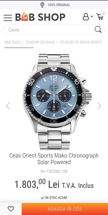 Ceas ORIENT RA-TX0206L10B; ORIGINAL, acte, sigilat.
