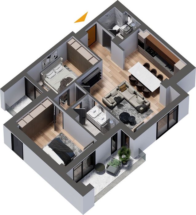 Apartament Nou Cug 3 Camere Cu 2 Bai, B Home Iasi