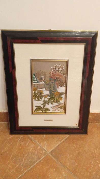 Anotimpurile, 4 tablouri in argint 925, 120 g total, marcate, Italia