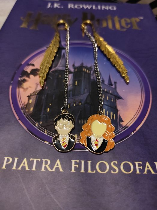 Semne de carte Harry Potter Hermione granger si bufnita Hedwig aliaj