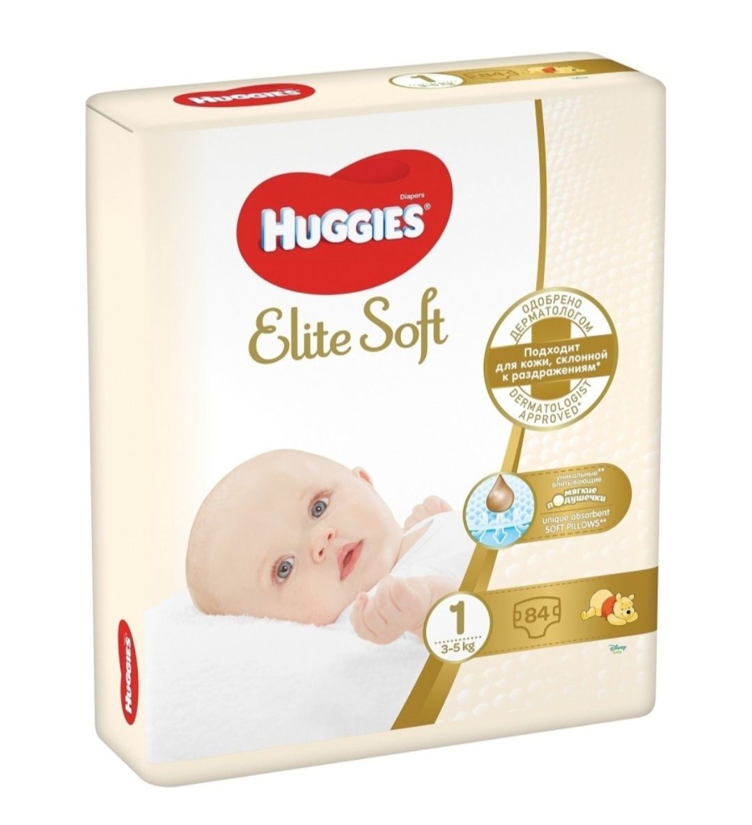 Подгузники  Huggies elite soft 1(3-5кг) 84шт