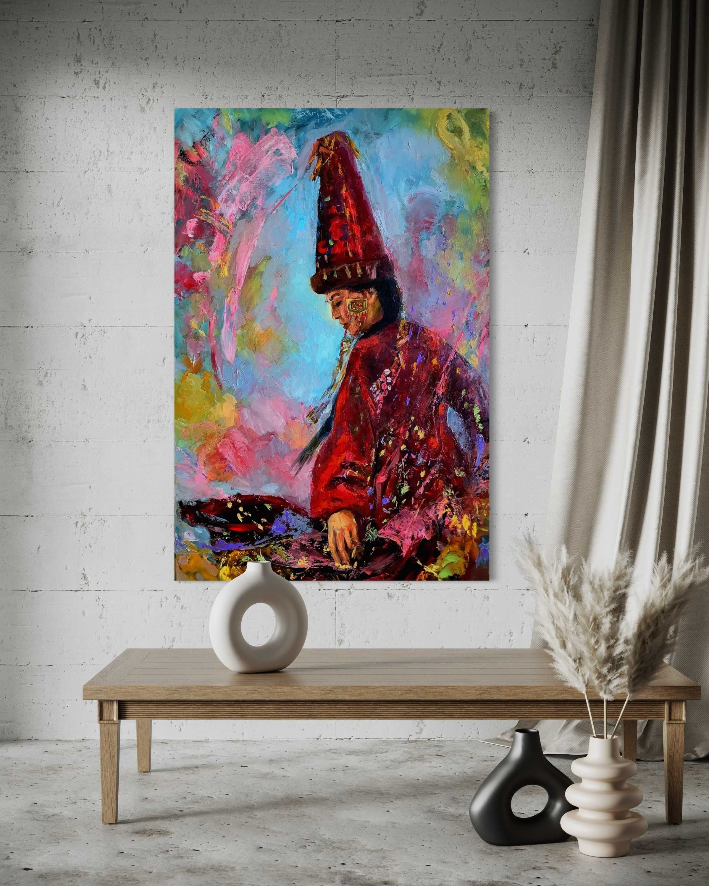 Картина холст масло казахские девушки авторская этно живопись