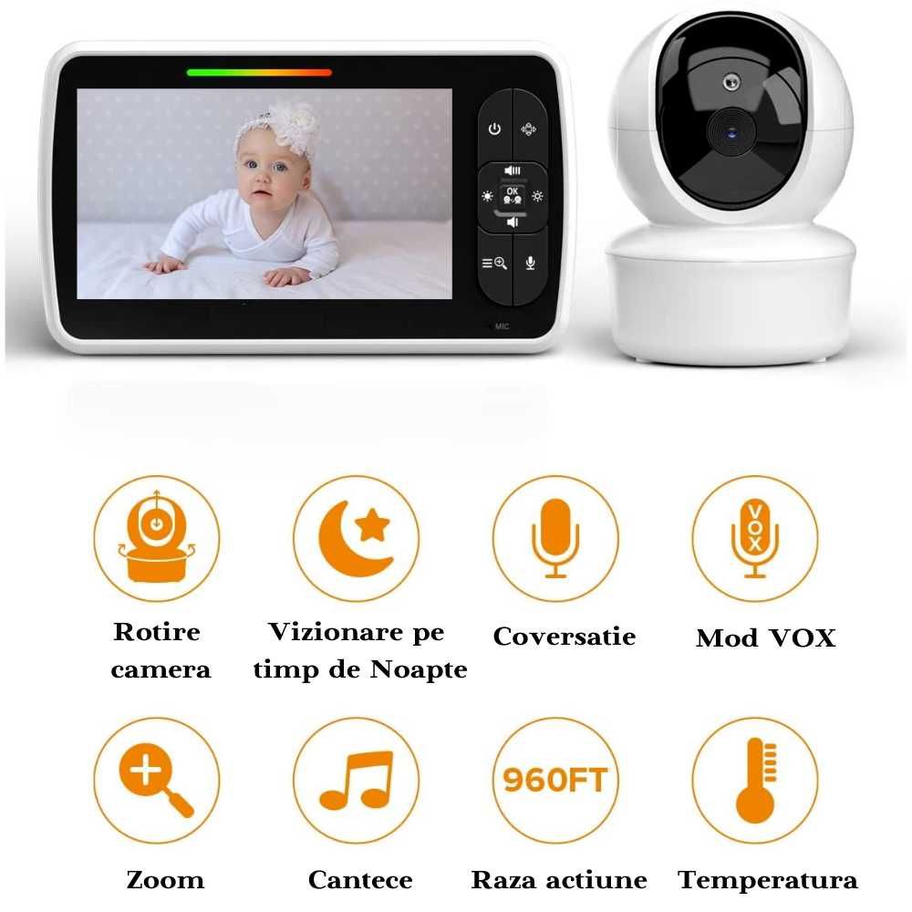 Baby Monitor cu Camera Video-Audio pentru bebelusi Wireless