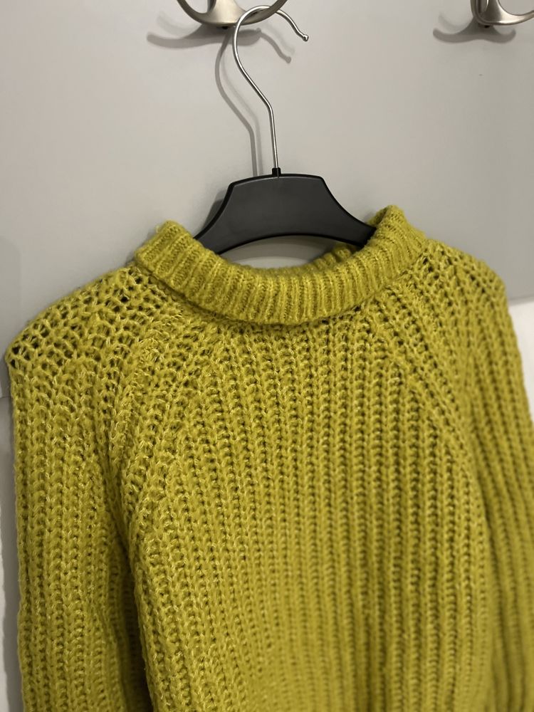 Pulover tricot galben-verzui