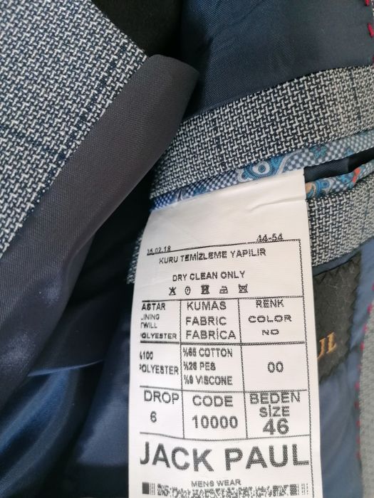 Costum Jack Paul pt. bărbați, 3 piese, nou, gri & negru, mărime S / 46