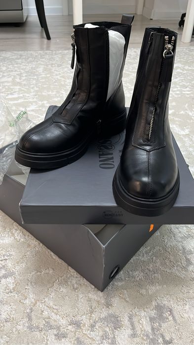 Зимние полусапожки,  кожанные, с натуральным мехом