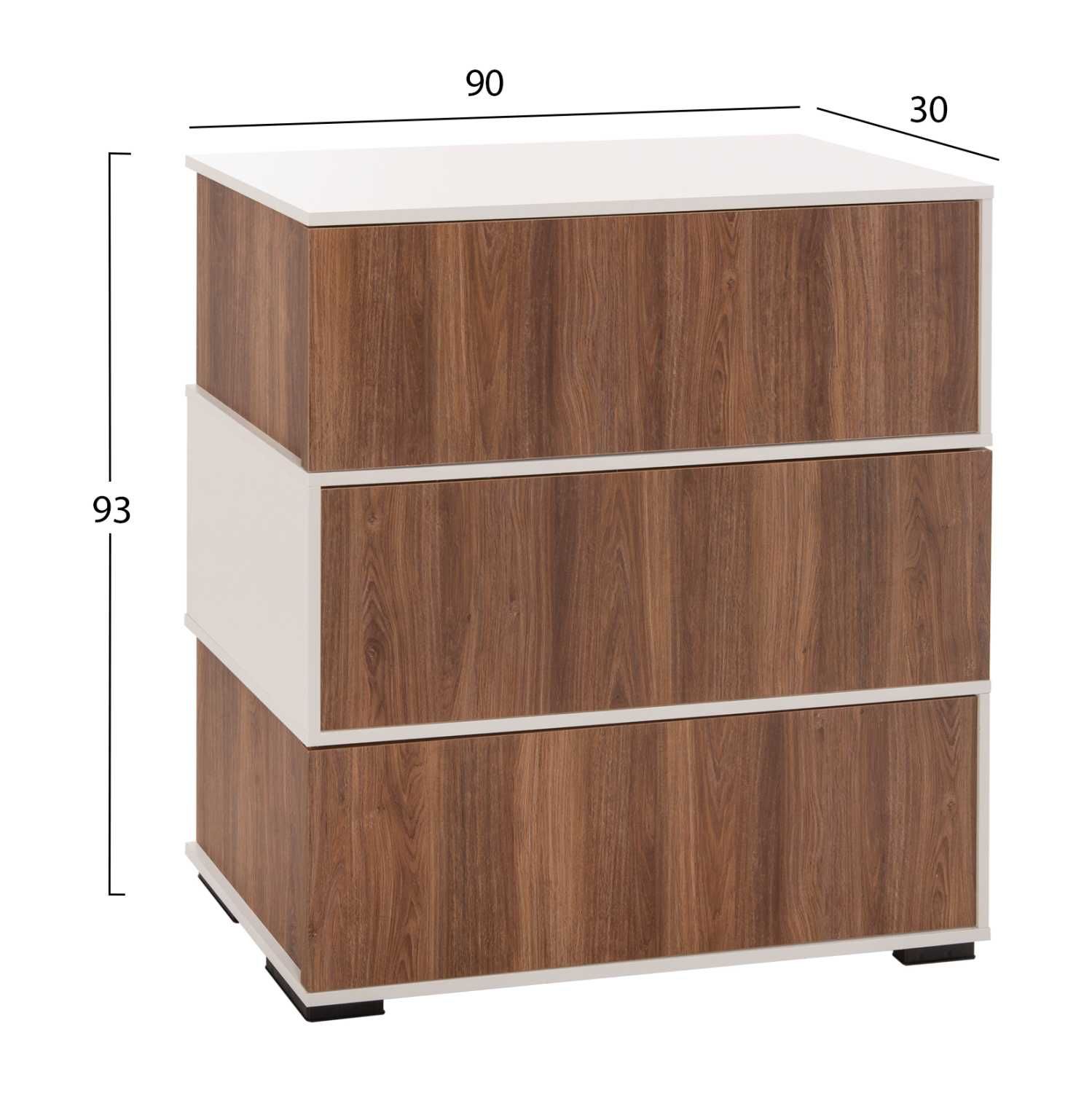 Шкаф за обувки Puzzle-home  HM8938, ПДЧ, Орех-бял, 90Χ30Χ93Hcm.