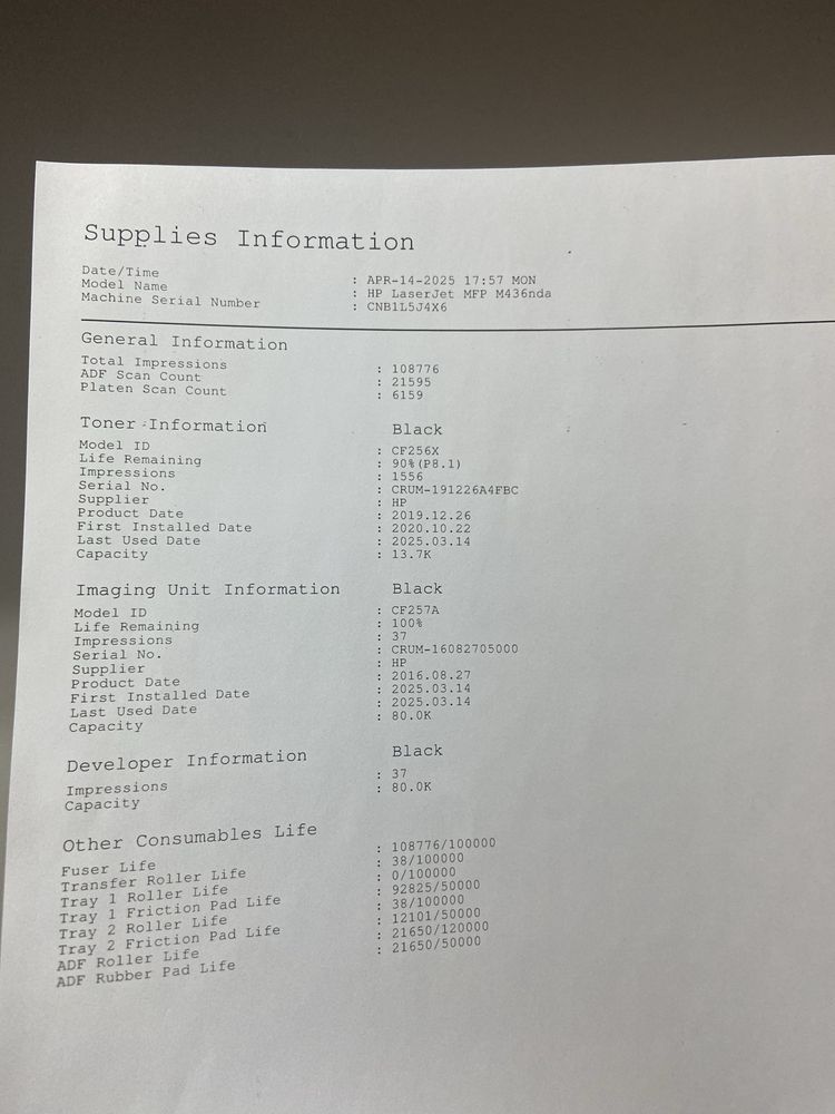 Принтер A3/A4 HP laserjet MFP436NDA