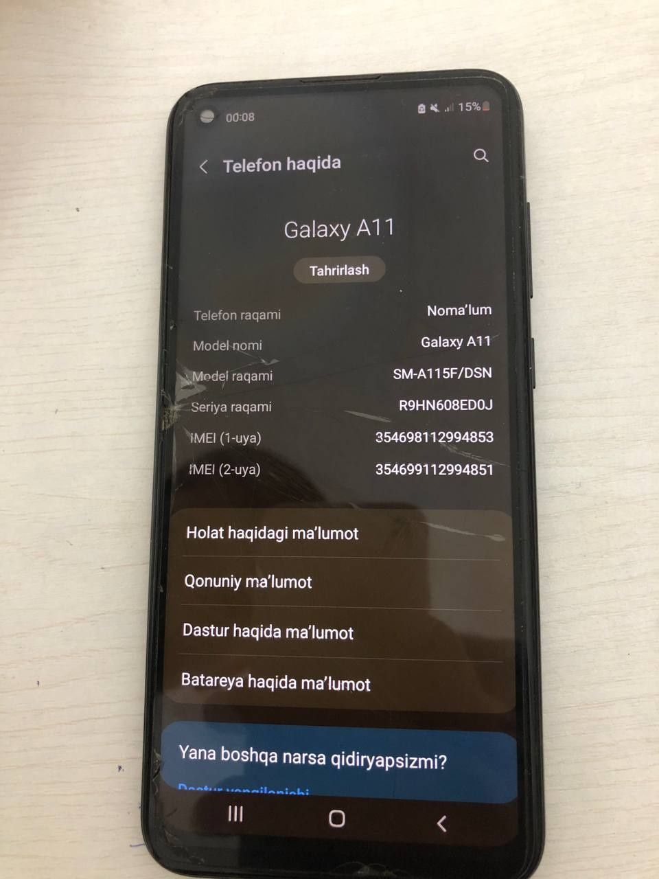 Galaxy a11 sotladi