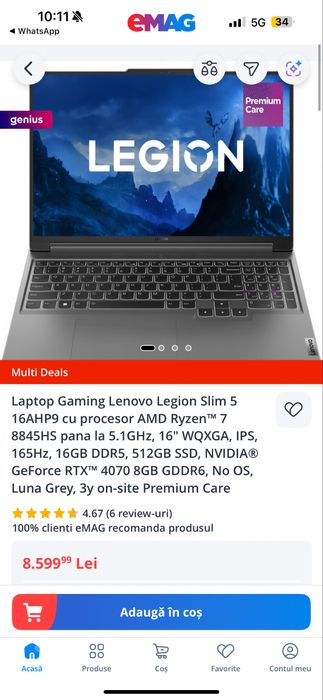 Laptop Gaming Slim 5 16AHP9 RTX 4070 1TB Amd ryzen 7 8845HS