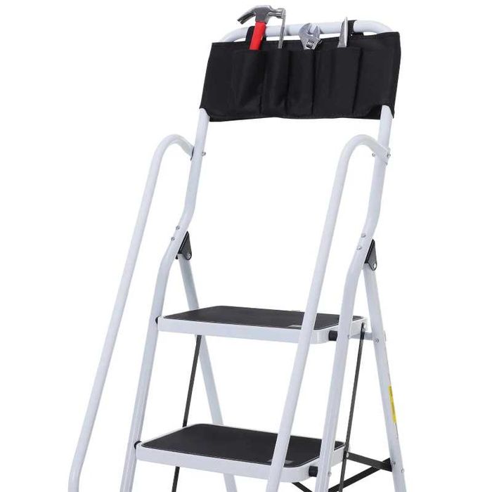 Сгъваема домакинска стълба HOMCOM, включително държач за инструменти