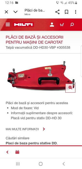 Talpă vacumatică Hilti DD HD 30-VBP