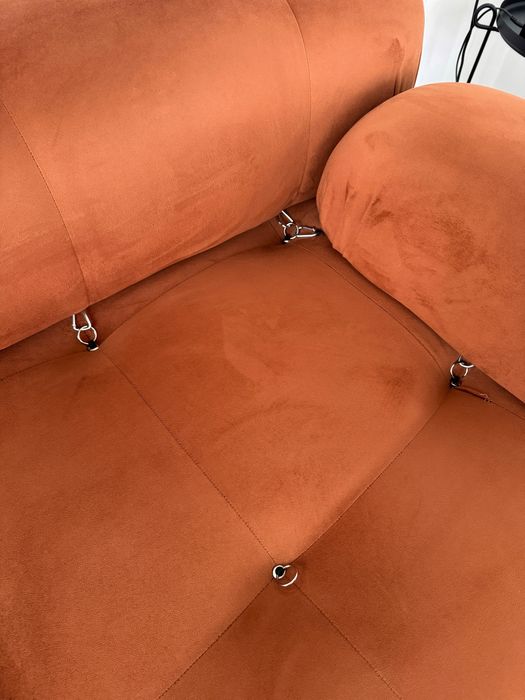 Canapea modulară din catifea portocalie