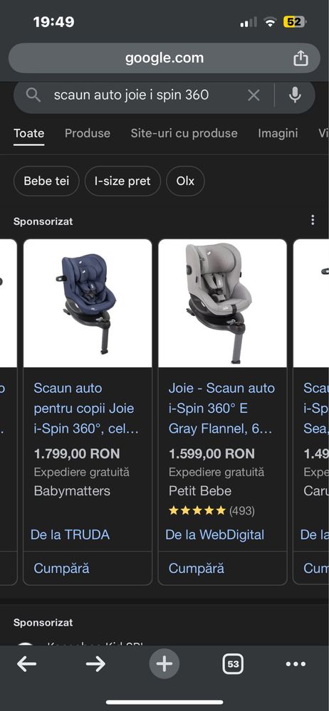 Scaun auto joie i-spin rotativ 360