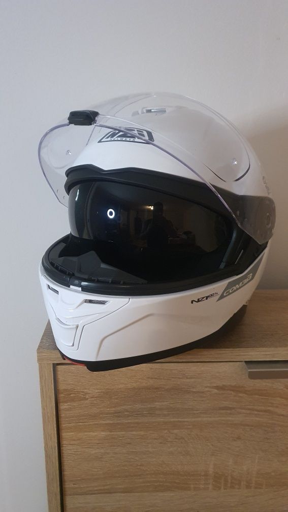 Casca flip-up moto NZI combi 3 modelul nou duo ALB