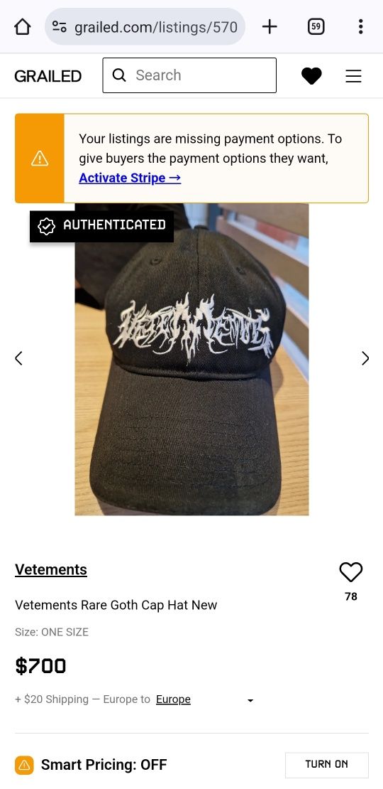 Sapca Vetements Goth Cap Unisex