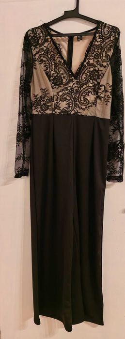 Дамски официален гащеризон с дантелени ръкави