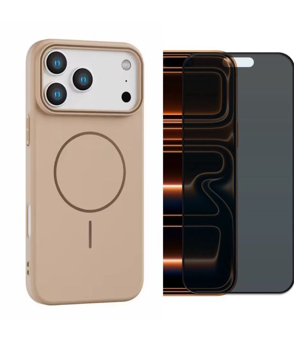 Husa Magsafe Armour + Folie Sticla  D/6D/Privacy Iphone 17 PRO MAX AIR