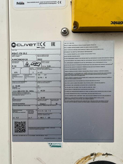 Vanc chiller Clivet 54 kw