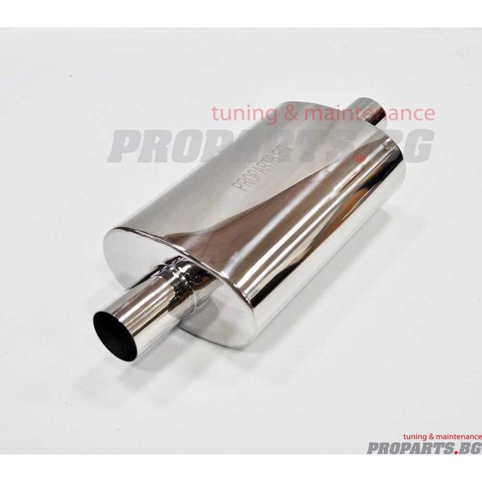 Плоско спортно гърне ауспух с един вход и един изхода 63 мм 76мм