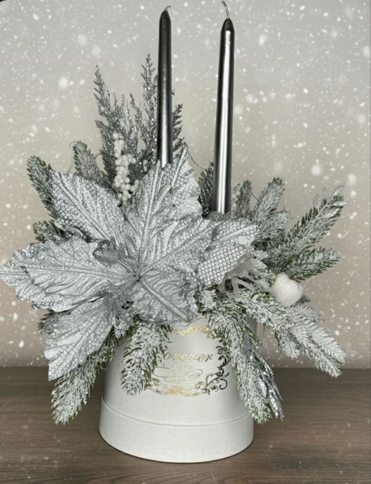 Aranjament craciun rosu sau argintiu