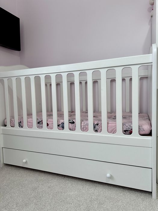 Patut bebe cu sertar si saltea cocos