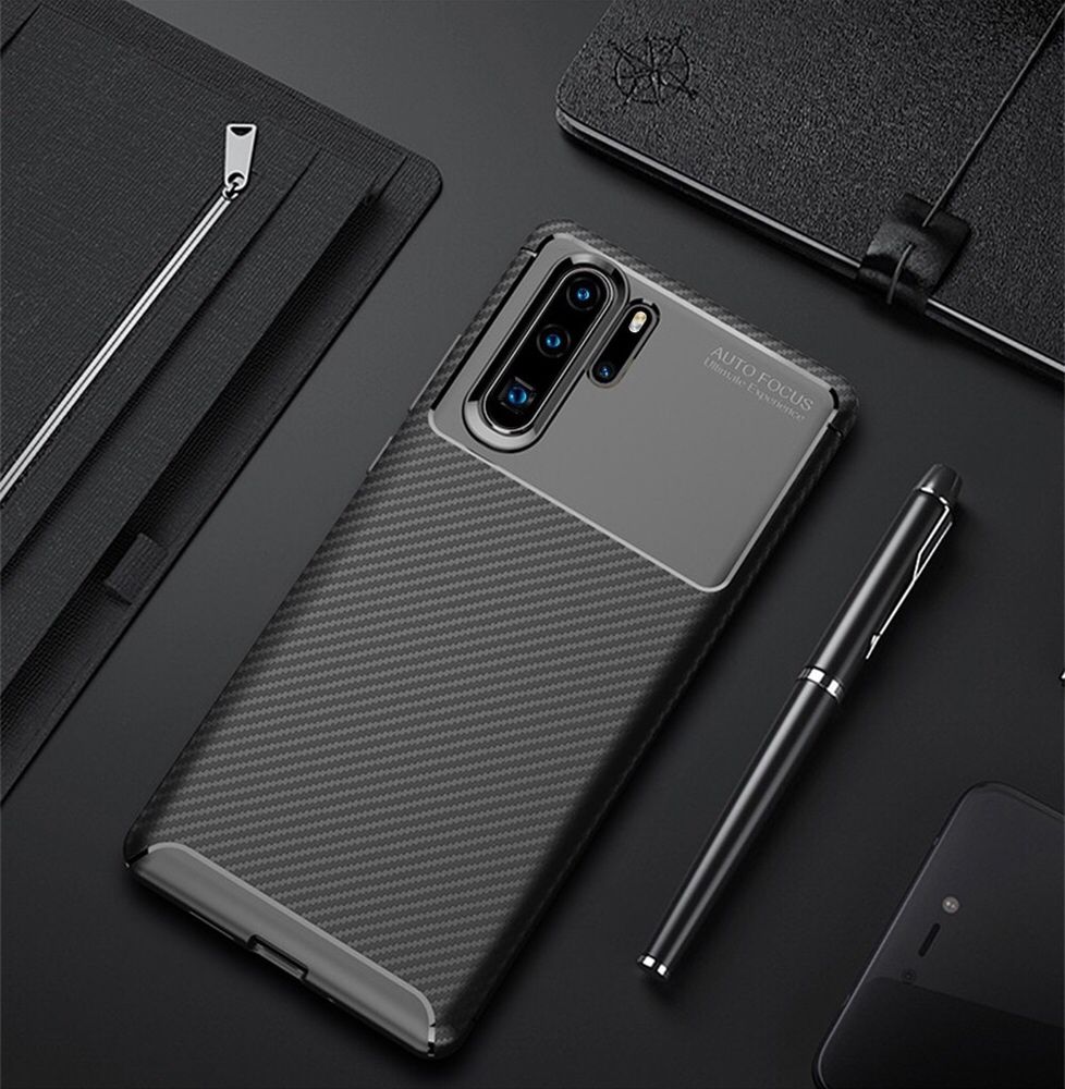 Huawei P30 Lite - Husa Silicon Carbon + Folie Sticla 9D 0.2Mm