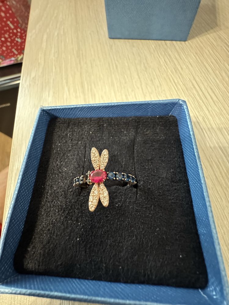 Inel aur roz 18k cu diamant si pietre model deosebit