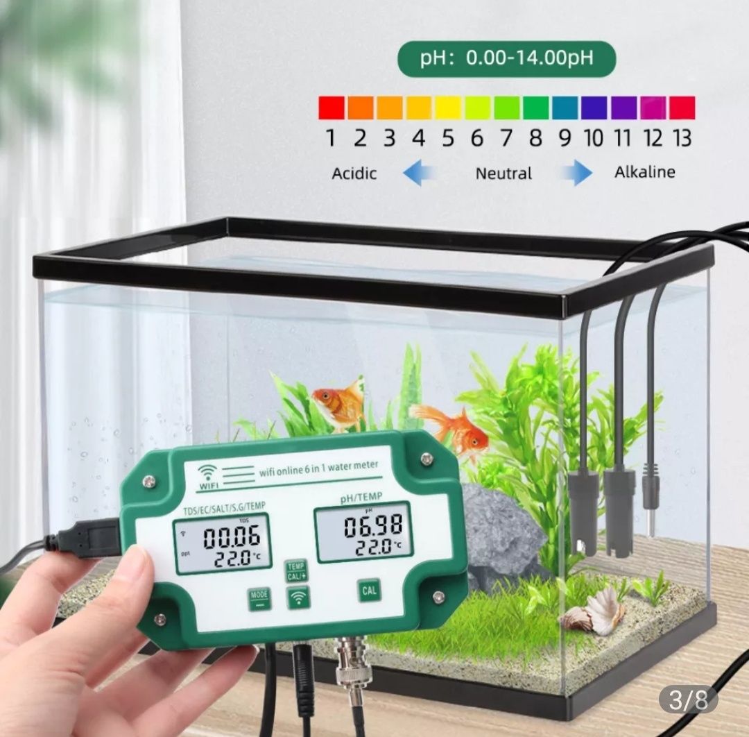 Цифровой Wi-Fi PH EC TDS измеритель соли S.G. Тестер качества воды 6в1
