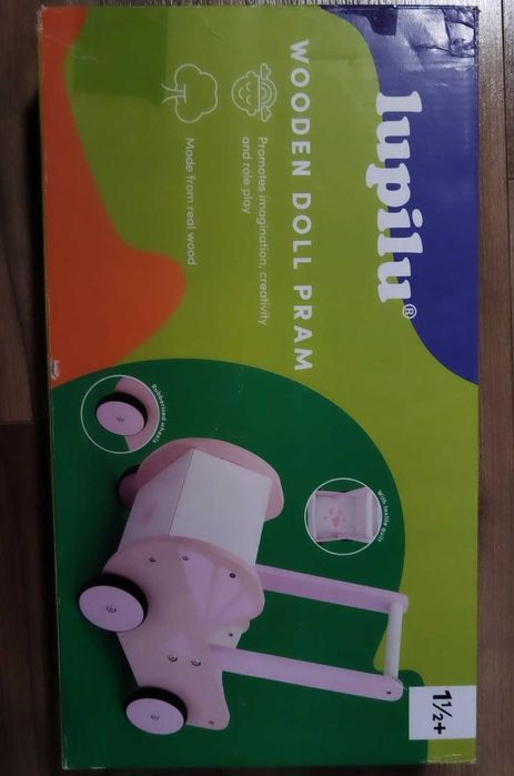 carucior pentru papusi din lemn copii