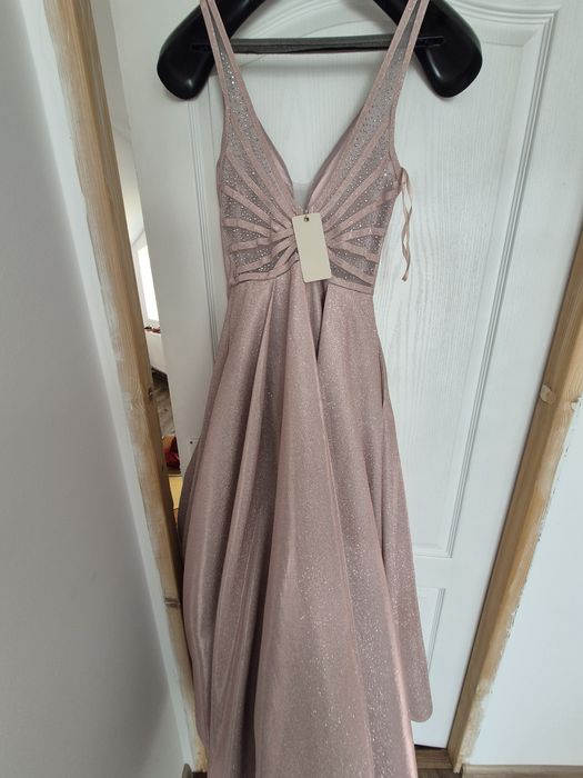 Rochie ocazie roz pudra, marimea s