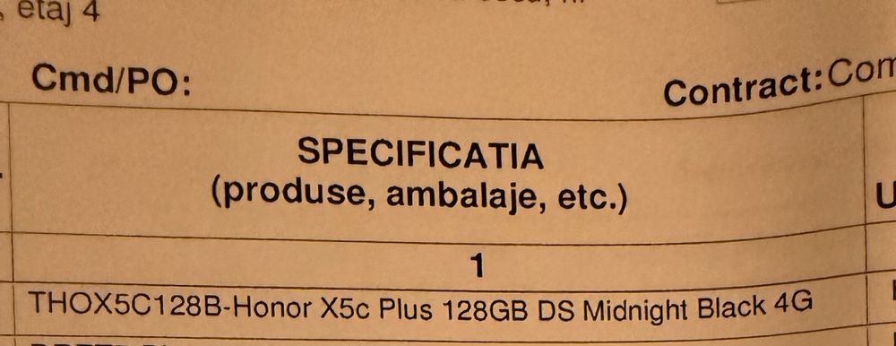 Telefon HONOR X5c Plus, 128GB, 4GB RAM, Dual SIM, Midnight Black