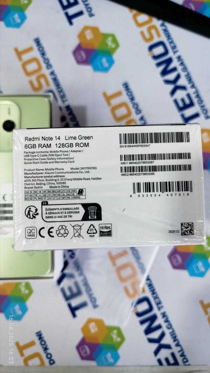 Продается телефон: Redmi Note 14 Lime Green