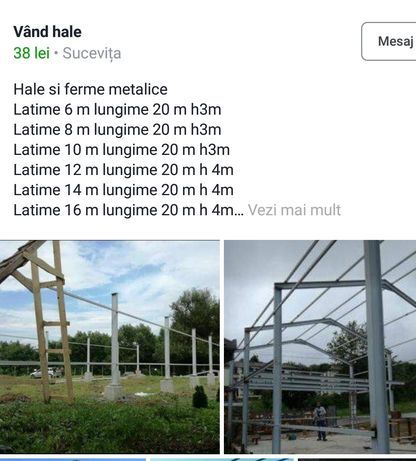 Vând hală metalică 12x 30h5  e stoc